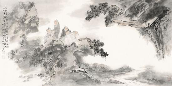 岩松斜阳 68cmX136cm 2015