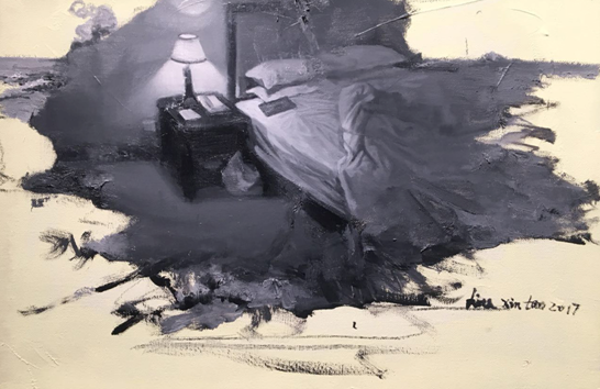 刘芯涛《床头灯》 布面油画，40x60cm，2017