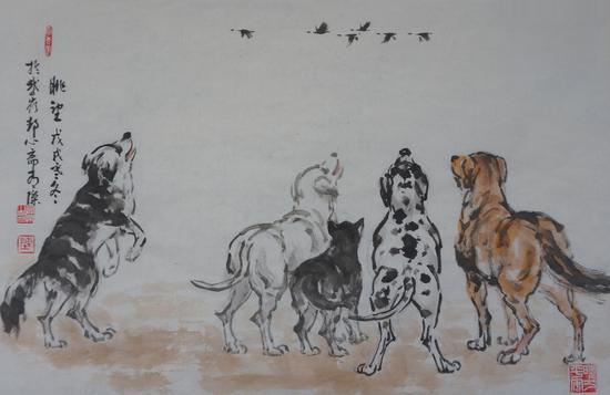 军旅书画家陈有杰新作百犬图品读 书画家 陈有杰 新浪收藏 新浪网