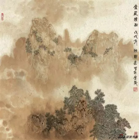 《云岚烟树》69cm×69cm