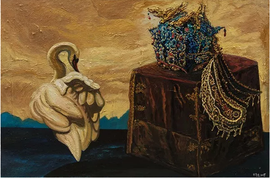 何杰 历史塑造-凤冠与天鹅 100x150cm 布面油彩 2018