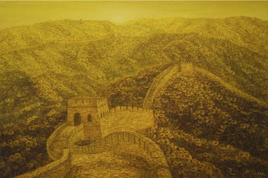 《看长城内外》 布面油画  200×300cm  2014年