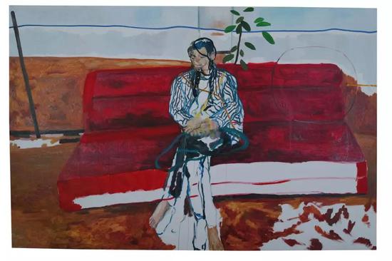 郑皓中，红沙发4，2017，布面油画，200 x 300 cm 