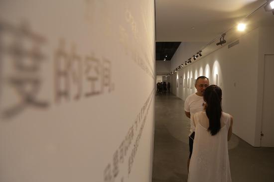 藏家王洋先生(弘阳集团品牌管理部总经理)与策展人刘静静展览现场聊作品