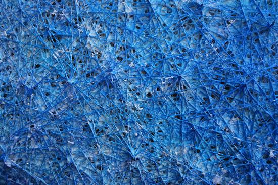 阿萨杜尔·马克洛夫（保加利亚），网系列“蓝颜色之一”（局部），纸浆、线绳、木材，450×60×110cm，2017