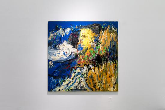　　淖中花 — 蓝 Flowers out of the slough - Blue 布面油画 Oil on canvas 200 x 200cm 2018 