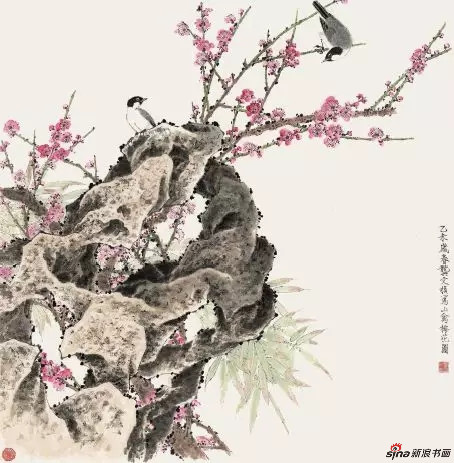 《山禽梅花图》70cm×70cm