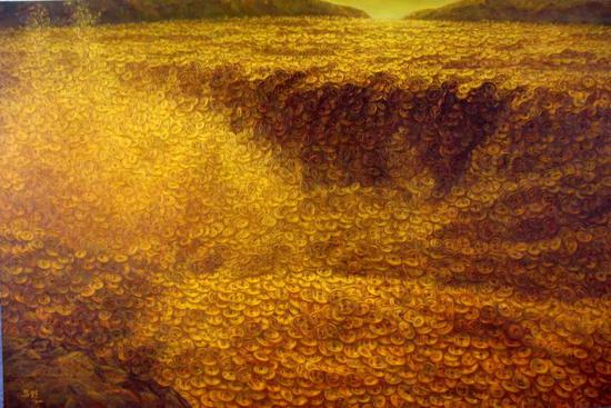 《黄河壶口瀑布》 布面油画 200×300cm 2010年