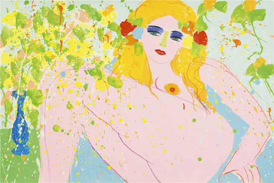 Alisan Fine Arts_Walasse Ting丁雄泉,Love Me Love Me 10044愛我愛我10044,1975,Acrylic & oil pastel on western paper西洋紙上塑膠彩,油粉彩,69.5x 104cm