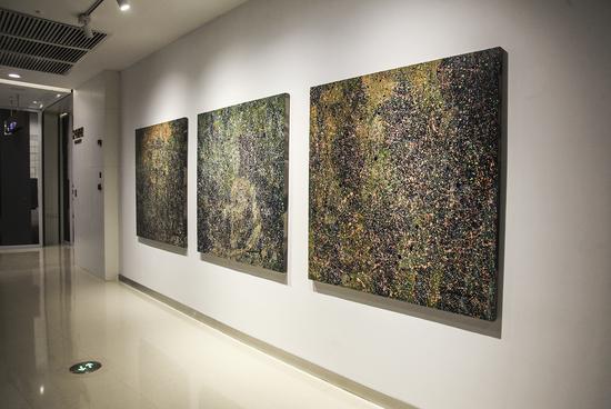 梁进青，印象石佛系列1-3，120×120cm，布面油画，2017