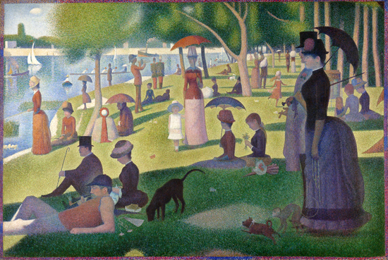 《大腕岛的星期天》A Sunday on La Grande Jatte,1884，乔治.修拉