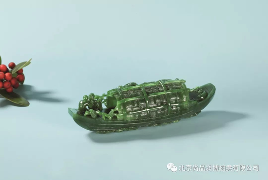 03001张焕庆 和田玉碧玉一帆风顺摆件 规格:18.0×5.0×5.0cm 重量:439g RMB:58000-78000