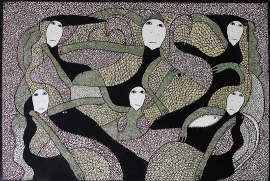 勒瓦尔?艾格兹尔 宇宙之家 40”x60”布面丙烯 2017