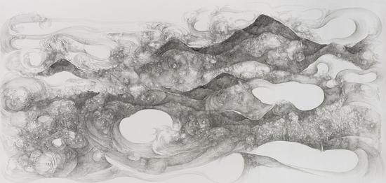 云山Cloud and moutain110x220cm 2016 纸上墨水 Ink on paper