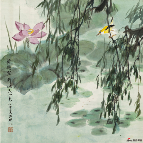 《黄鹂翠柳》68×68cm