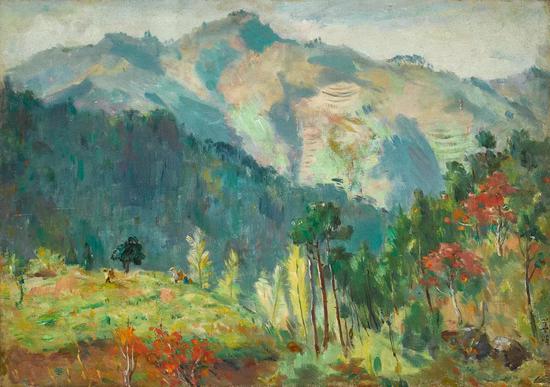 Lot.749 胡善馀(1909-1993) 山区 1964 年
布面油画 45.5×64.4cm。