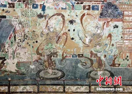 资料图：敦煌唐代壁画。敦煌研究院供图