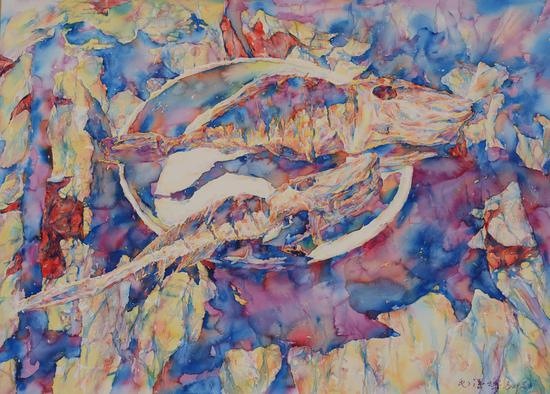 毛得墚 《追忆二十世纪末之三》 水彩(108cmx76cm)