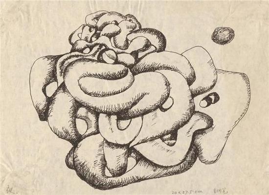 《夜》，20×27.5cm，纸本钢笔，1982