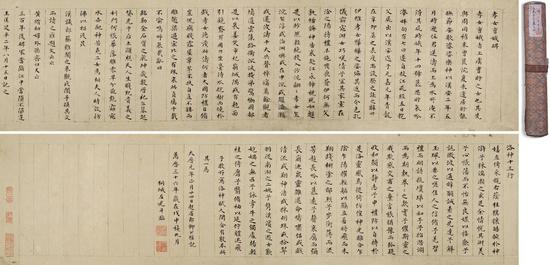 左光斗（1575-1626） 书法 　　手卷 设色纸本 　　1608年作 　　22×174cm