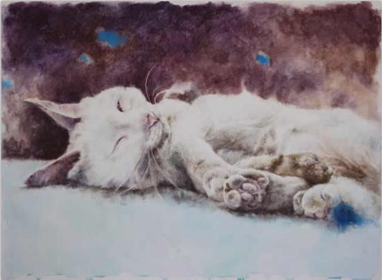 杨欣嘉 由错误导致的，蓝 纸本水彩 110×150cm 2015