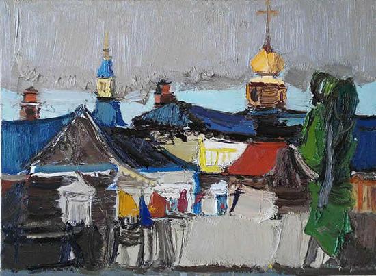 李学峰 《哈乌尔河边的基督教堂之五》 布面油画 80×60cm 2014 年