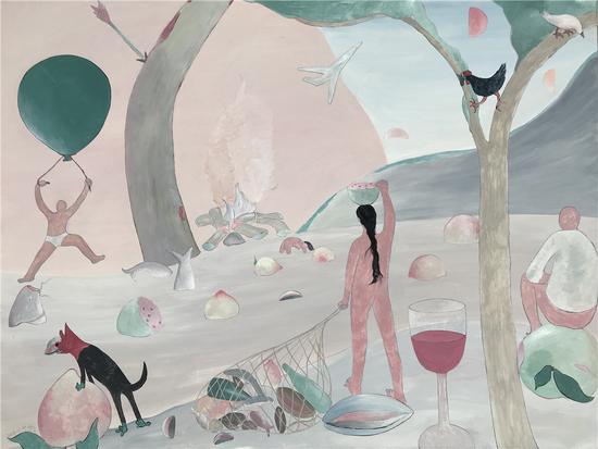 韩修智 猎鲜 2018 布面丙烯 150x200cm