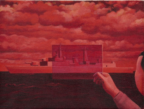 刘野 　　《男孩与红玻璃》，1998年作 　　压克力 画布，22 x 29厘米 　　估价：2，800，000 – 4，800，000港元