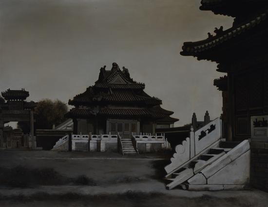 《失踪的老北京城——大高玄殿》 布面油画     130×100cm  2016年