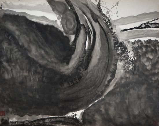 岛子 我们何时涉过红海 纸本水墨 182x45cm 2008