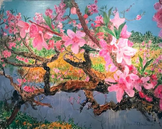 周春芽《彼岸桃花》布面油画 200x250cm 2011