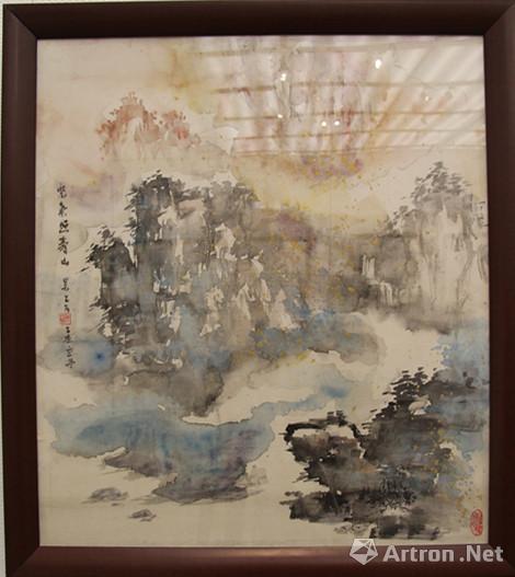 吴乙古 《彩墨山水系列》 绢本捻条画 95cmx82cm 2015年