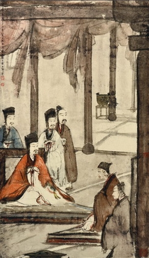 傅抱石《郑庄公见母》