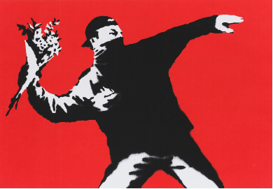 Banksy 爱在云雾中 2004年 纸本版画 50×70cm