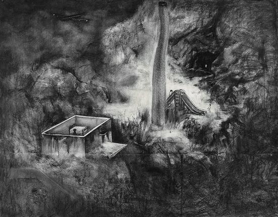 艺术家:吴啸海 作品:乐园 160cm×205cm纸、木炭 2007