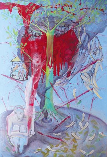 艺术家:詹灵娟 作品:年 240cm×160cm布面油画 2012