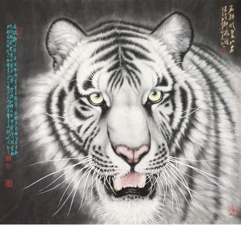 孟祥顺  王者神威

　　纸本设色 镜心

　　89×96cm