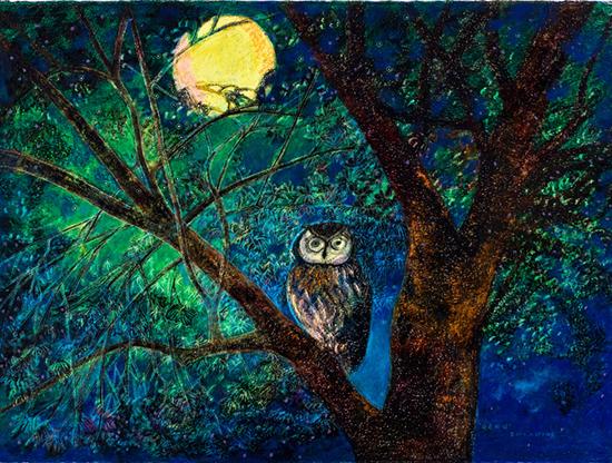 王苗 《夜是我的》57.2×77CM 油画棒 2011