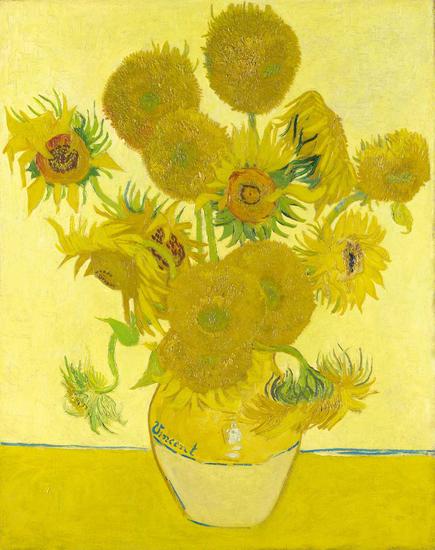 凡·高1888年的作品，《瓶中的12朵向日葵》