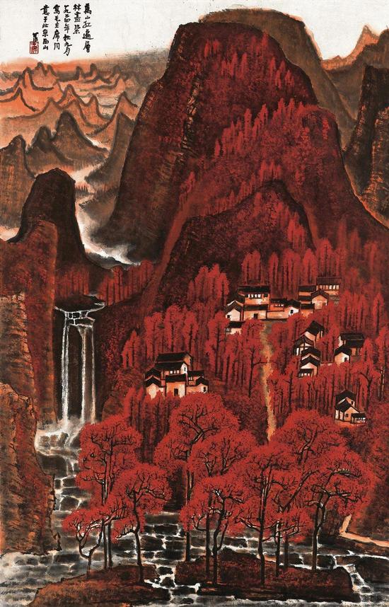 李可染 1964年作 万山红遍 镜心 尺幅131×84厘米(2012年保利2.9235亿元成交,2007年佳士得3504万港元成交)