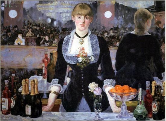 爱德华·马奈《富丽秀酒吧》( A Bar at the Folies-Bergère ,1882).