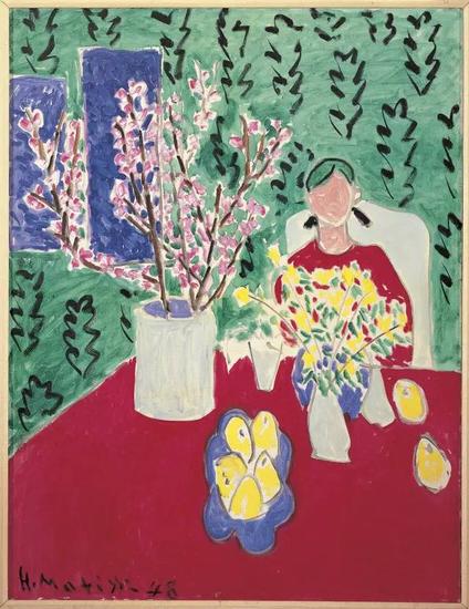 《梅花,绿色背景》 1948(Plum Blossoms,Green Background)