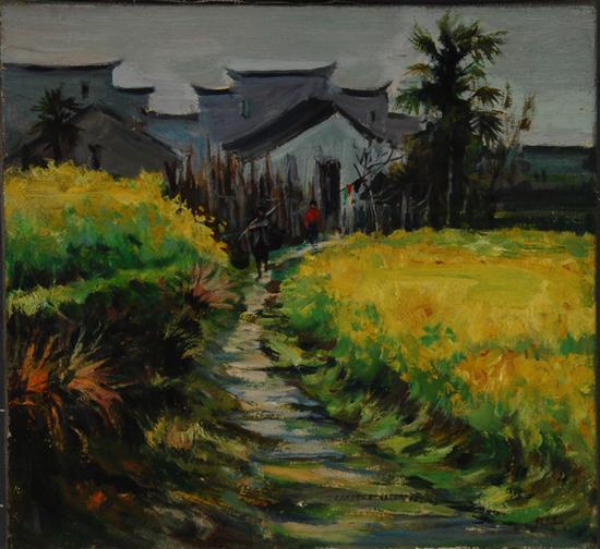 孟凡江，江南小景，25x27cm,布面油画