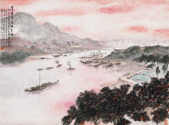 傅抱石《芙蓉国里尽朝晖》,成交价:3450万元