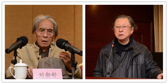 中国国家画院原院长刘勃舒,老艺术家代表李宝林发言