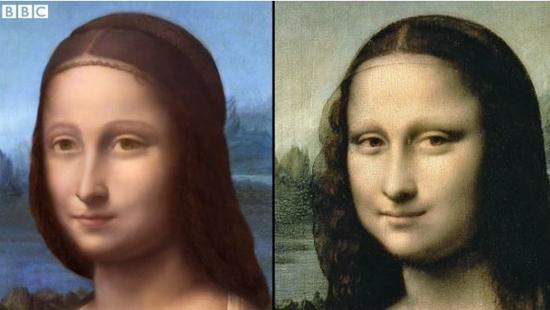 《蒙娜·丽莎》很可能就是从左图的样子转换成现在为人熟知的形象的。 图片：via BBC。