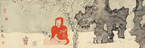 刘筱静，罗汉图30x90