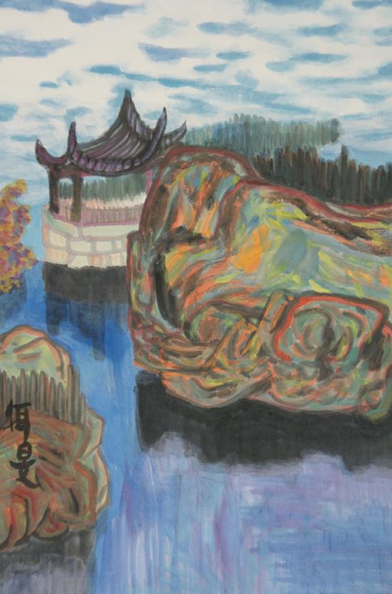 杨佴旻 《园林》68x45cm 2015 纸本设色