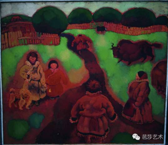 周春芽《若尔盖的春天》，纸板油画，130×150cm，1985年