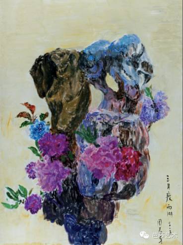 周春芽《三月瘦西湖》，布面油画，200×150cm，2015年
